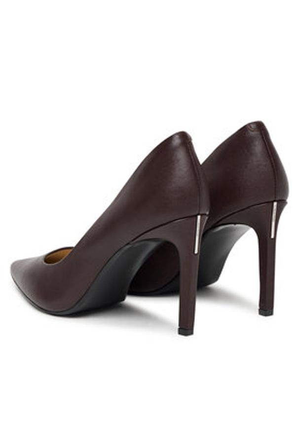 Calvin Klein Szpilki Ess Stiletto 90 HW0HW02608 Bordowy. Kolor: czerwony. Materiał: skóra. Obcas: na szpilce