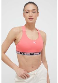 Puma biustonosz sportowy Feel It kolor różowy. Kolor: różowy. Materiał: skóra, materiał. Rodzaj stanika: wyciągane miseczki. Sport: fitness, taniec #4