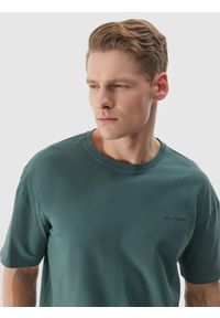 4f - T-shirt oversize gładki męski - oliwkowy. Okazja: na co dzień. Kolor: oliwkowy, brązowy, wielokolorowy. Materiał: bawełna, dzianina, jersey. Długość rękawa: krótki rękaw. Długość: krótkie. Wzór: gładki. Styl: casual, sportowy #2