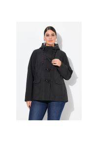 ULLA POPKEN - Damskie Kurtka softshellowa HYPRAR hydrofobowa guziki-kołki. Kolekcja: plus size. Kolor: czarny. Materiał: poliester, materiał. Sport: turystyka piesza #1