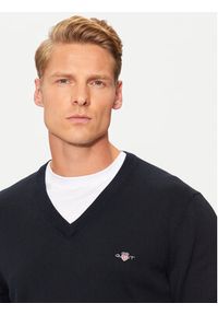 GANT - Gant Sweter Classic 8030562 Granatowy Regular Fit. Kolor: niebieski. Materiał: bawełna #5