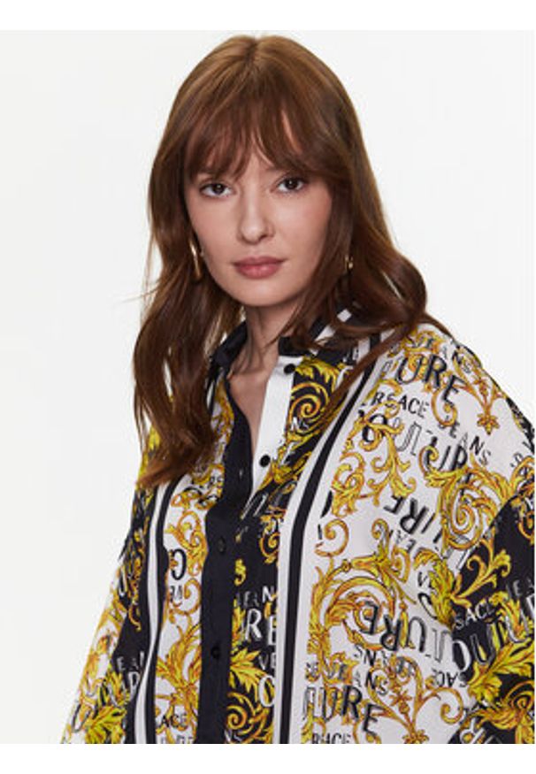 Versace Jeans Couture Koszula 74HAL2C1 Czarny Regular Fit. Kolor: czarny. Materiał: wiskoza