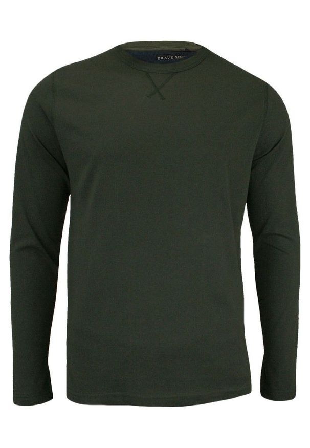 Brave Soul - Koszulka Zielona, Khaki z Długim Rękawem, Longsleeve, T-shirt Męski -BRAVE SOUL. Okazja: na co dzień. Kolor: zielony, brązowy, wielokolorowy. Materiał: bawełna. Długość rękawa: długi rękaw. Długość: długie. Styl: casual