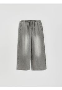 Reserved - Jeansy super wide leg - jasnoszary. Kolor: szary #1