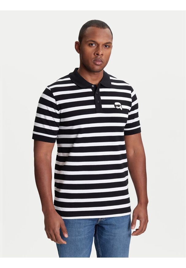 Karl Lagerfeld - KARL LAGERFELD Polo 745023 553231 Czarny Regular Fit. Typ kołnierza: polo. Kolor: czarny. Materiał: bawełna
