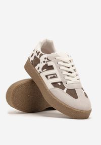 Born2be - Czarno-Białe Sneakersy z Geometrycznym Wzorem Adelnaria. Okazja: na co dzień. Kolor: czarny. Materiał: jeans. Wzór: geometria #6