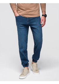 Ombre Clothing - Spodnie męskie jeansowe JOGGERY z klasyczna opaśnicą - niebieskie V2 - Rozmiar: L. Okazja: na co dzień. Kolor: niebieski. Materiał: jeans. Styl: klasyczny #10