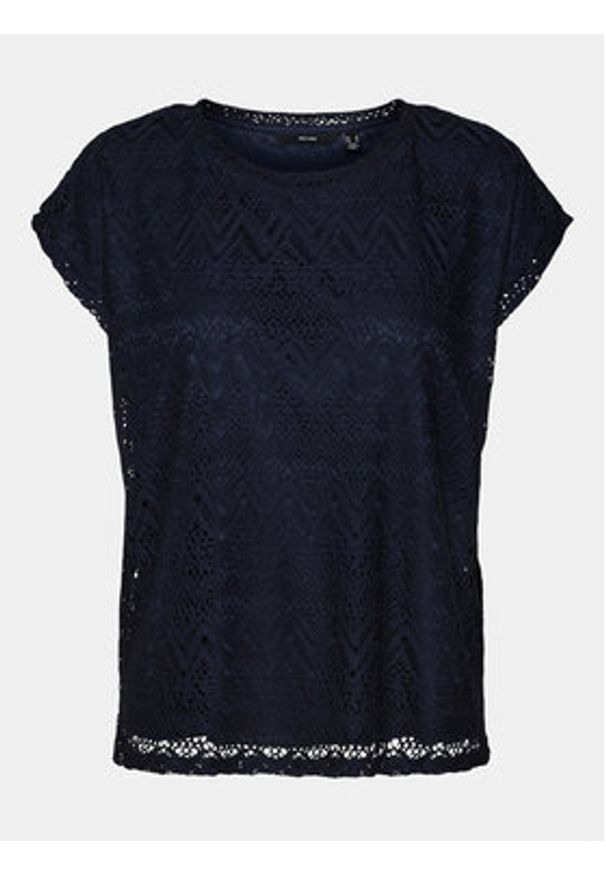 Vero Moda Bluzka Maya 10304457 Granatowy Wide Fit. Kolor: niebieski. Materiał: syntetyk
