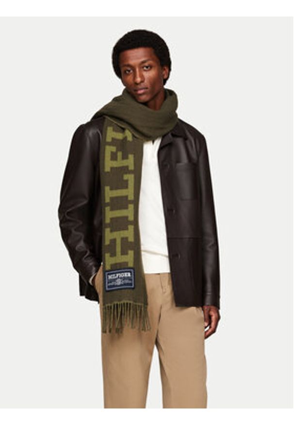 TOMMY HILFIGER - Tommy Hilfiger Szalik AM0AM12838 Zielony. Kolor: zielony. Materiał: wełna