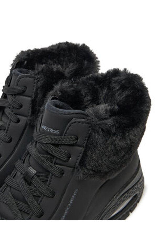 skechers - Skechers Botki 167274/BBK Czarny. Kolor: czarny. Materiał: skóra