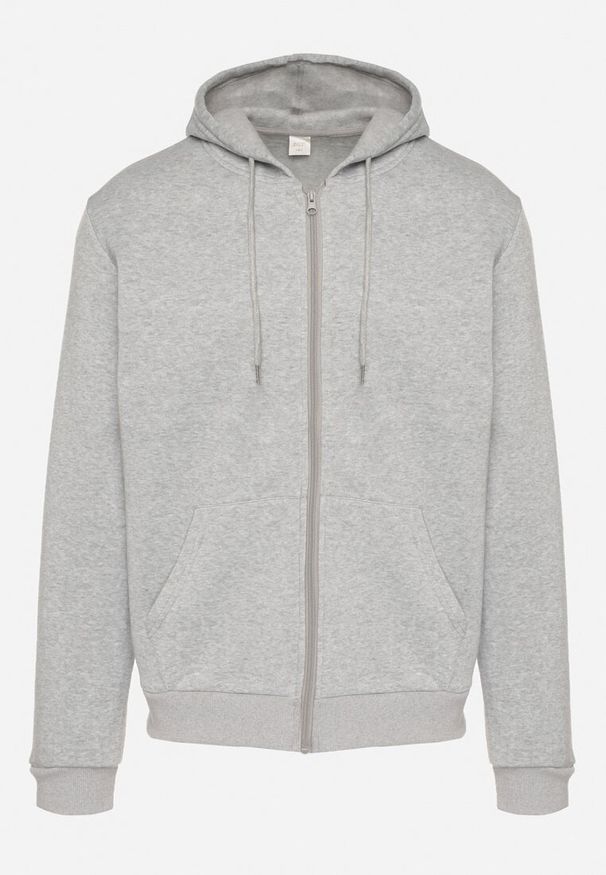 Born2be - Szara Rozpinana Bluza z Bawełną i Kapturem Typu Oversize Diosa. Okazja: na co dzień. Kolor: szary. Materiał: bawełna. Sezon: wiosna, jesień. Styl: klasyczny, casual