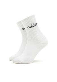 Adidas - adidas Skarpety wysokie unisex Linear Crew Cushioned Socks 3 Pairs HT3455 Biały. Kolor: biały