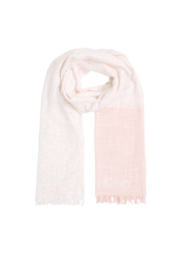 Calvin Klein Szal Monogram K60K612979 Różowy. Kolor: różowy. Materiał: materiał, bawełna