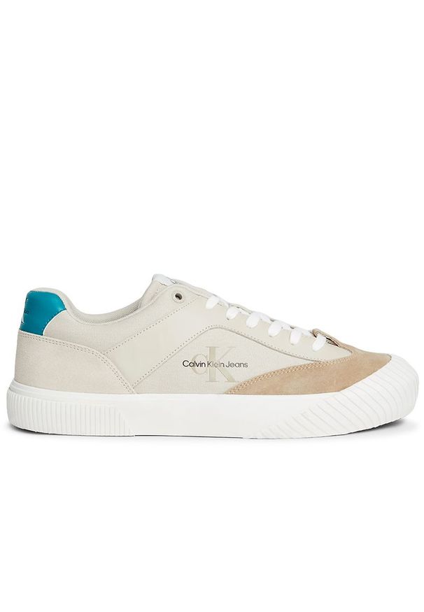 Buty Calvin Klein YM0YM00916-02Y - beżowe. Okazja: na co dzień. Zapięcie: sznurówki. Kolor: beżowy. Materiał: materiał, skóra, syntetyk, guma. Szerokość cholewki: normalna