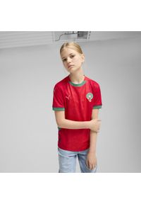 Puma - Młodzieżowa koszulka domowa Maroko 2025 PUMA Red Archive Green. Kolor: czerwony, zielony, wielokolorowy. Sport: piłka nożna