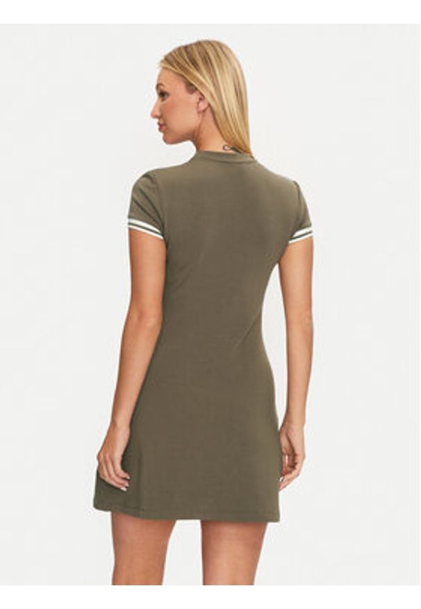 Guess Sukienka codzienna Elea V4YK00 KCDN0 Khaki Regular Fit. Okazja: na co dzień. Kolor: brązowy. Materiał: wiskoza. Typ sukienki: proste. Styl: casual