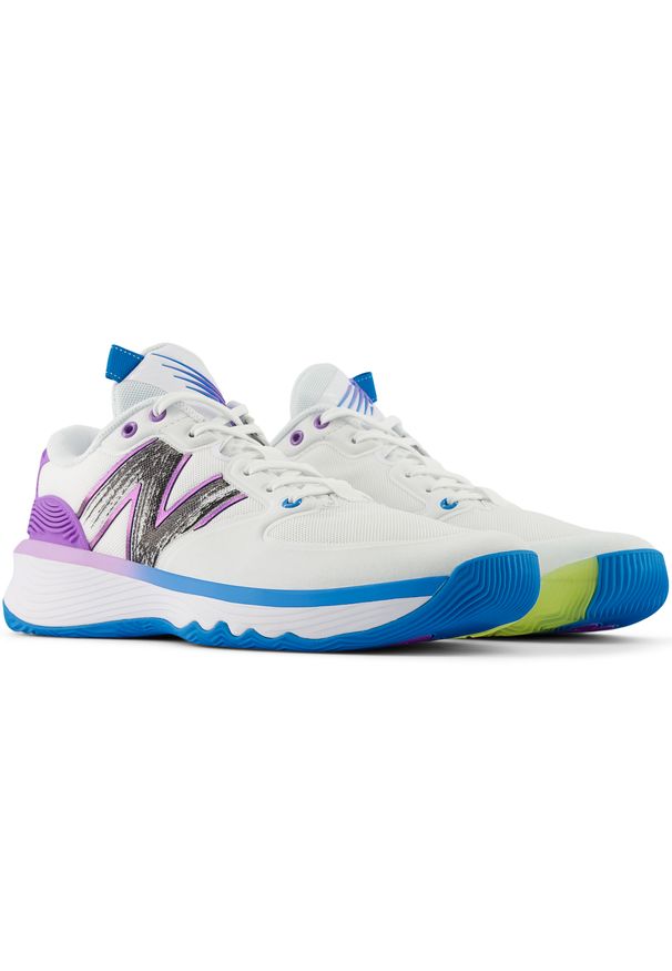 Buty męskie New Balance BBHSLW1 – białe. Kolor: biały. Materiał: syntetyk, materiał, guma. Szerokość cholewki: normalna. Sport: bieganie, fitness, koszykówka