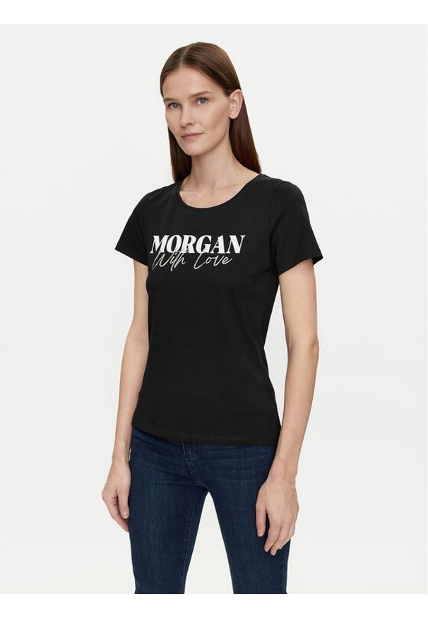 Morgan T-Shirt 241-DUNE Czarny Regular Fit. Kolor: czarny. Materiał: bawełna