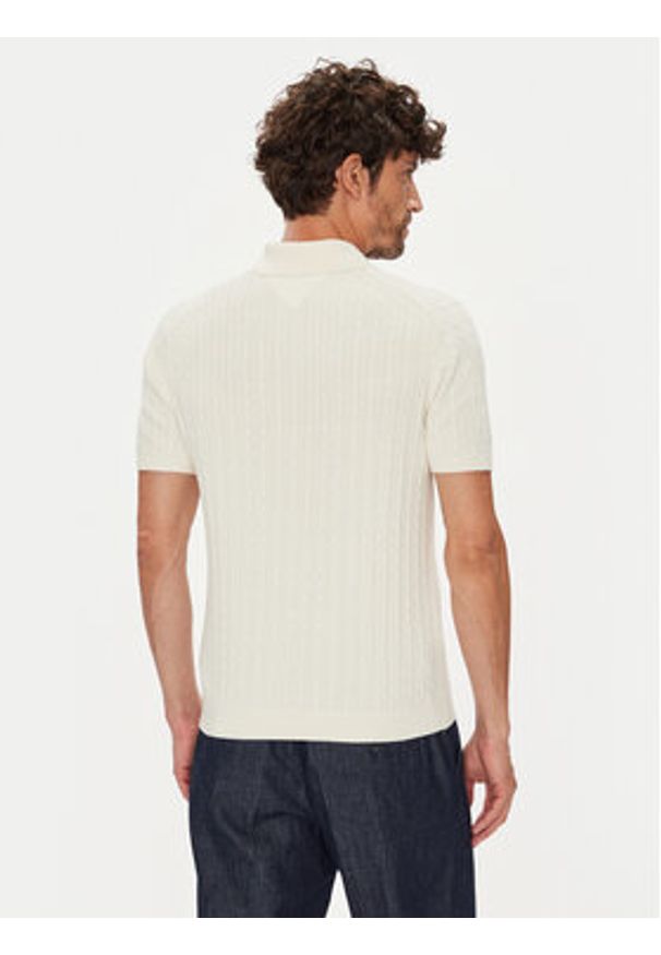 TOMMY HILFIGER - Tommy Hilfiger Polo MW0MW40701 Beżowy Regular Fit. Typ kołnierza: polo. Kolor: beżowy. Materiał: bawełna
