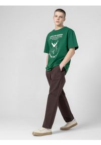 outhorn - T-shirt oversize z nadrukiem męski - zielony. Okazja: na co dzień. Kolor: zielony. Materiał: bawełna, dzianina. Wzór: nadruk. Styl: casual #5