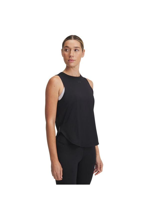Damski tank top Under Armour Launch Elite. Kolor: czarny. Materiał: materiał. Długość rękawa: bez rękawów. Sport: fitness