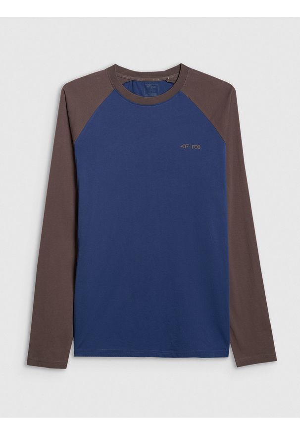 4f - 4F Longsleeve regular z nadrukiem męski - granatowy XXL. Kolor: niebieski. Długość rękawa: długi rękaw. Wzór: nadruk