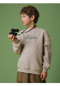 4f - 4F Bluza dresowa loose bez kaptura chłopięca - beżowa 146/152 (10-12 lat). Okazja: na co dzień, na uczelnię. Typ kołnierza: bez kaptura. Kolor: beżowy. Materiał: dresówka. Sezon: lato. Styl: casual, klasyczny #1