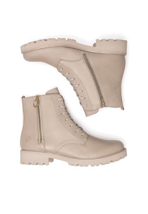 Remonte Botki D8671-60 Beżowy. Kolor: beżowy. Materiał: skóra