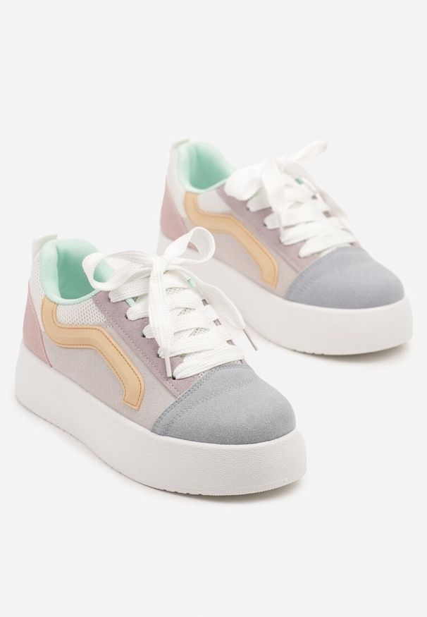 Born2be - Niebiesko-Fioletowe Sneakersy w Stylu Klasycznych Tenisówek na Platformie Nurimea. Okazja: na co dzień. Kolor: niebieski. Materiał: jeans. Obcas: na platformie