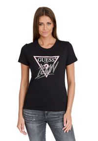 Guess - GUESS Czarny T-shirt Icon Tee. Kolor: czarny #5