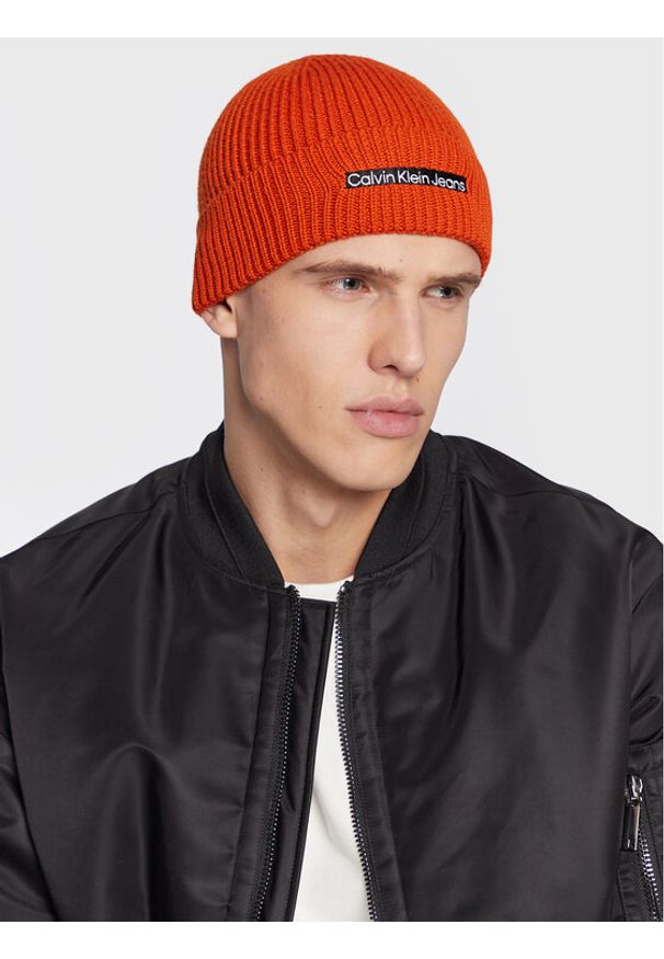 Calvin Klein Jeans Czapka Institutional K50K509895 Pomarańczowy. Kolor: pomarańczowy. Materiał: akryl, materiał