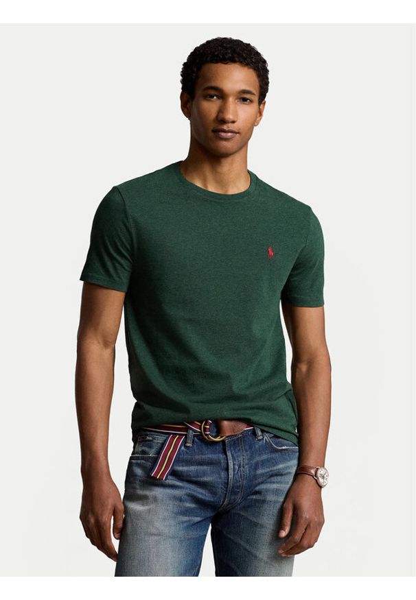 Polo Ralph Lauren T-Shirt 710671438392 Zielony Custom Slim Fit. Typ kołnierza: polo. Kolor: zielony. Materiał: bawełna