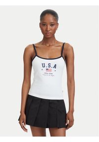 Guess Jeans Top W6YP20 K4202 Biały Slim Fit. Kolor: biały. Materiał: bawełna #1