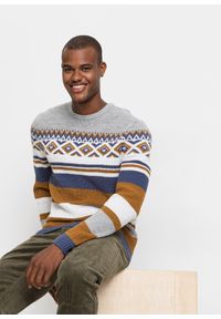 bonprix - Sweter w norweski wzór. Kolor: brązowy #1