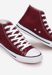 Born2be - Bordowe Trampki Shyryna. Nosek buta: okrągły. Kolor: czerwony. Materiał: guma, materiał. Szerokość cholewki: normalna. Wzór: aplikacja. Obcas: na płaskiej podeszwie #5