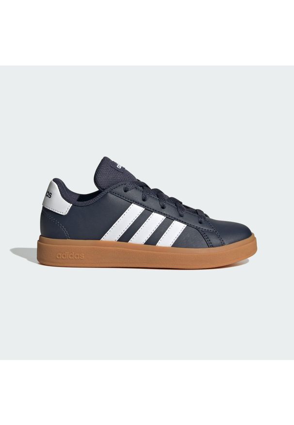 Adidas - Buty Grand Court Lifestyle Tennis Lace-Up. Kolor: brązowy, niebieski, wielokolorowy, biały. Materiał: materiał. Sport: turystyka piesza
