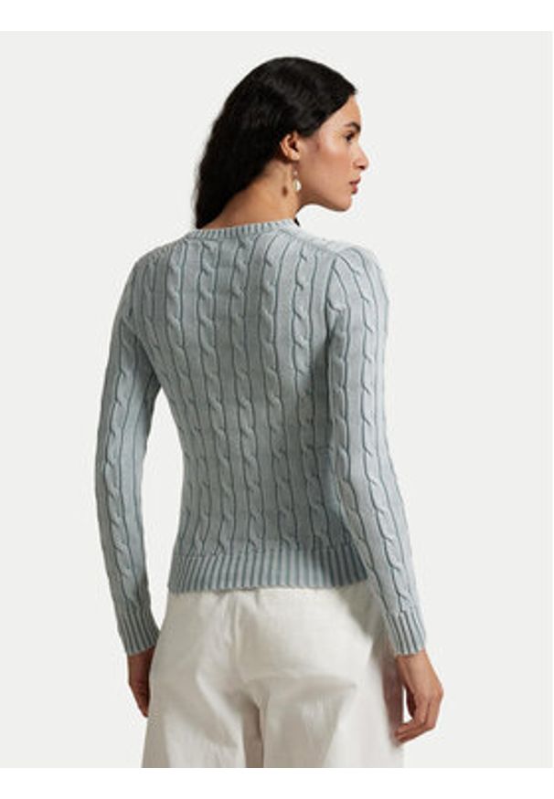 Polo Ralph Lauren Sweter 211935303009 Błękitny Slim Fit. Typ kołnierza: polo. Kolor: niebieski. Materiał: bawełna