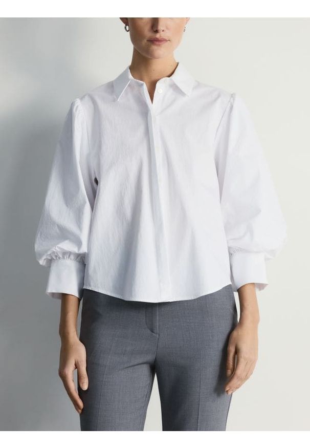 Reserved - Koszula z bufiastymi rękawami - złamana biel. Materiał: bawełna, tkanina