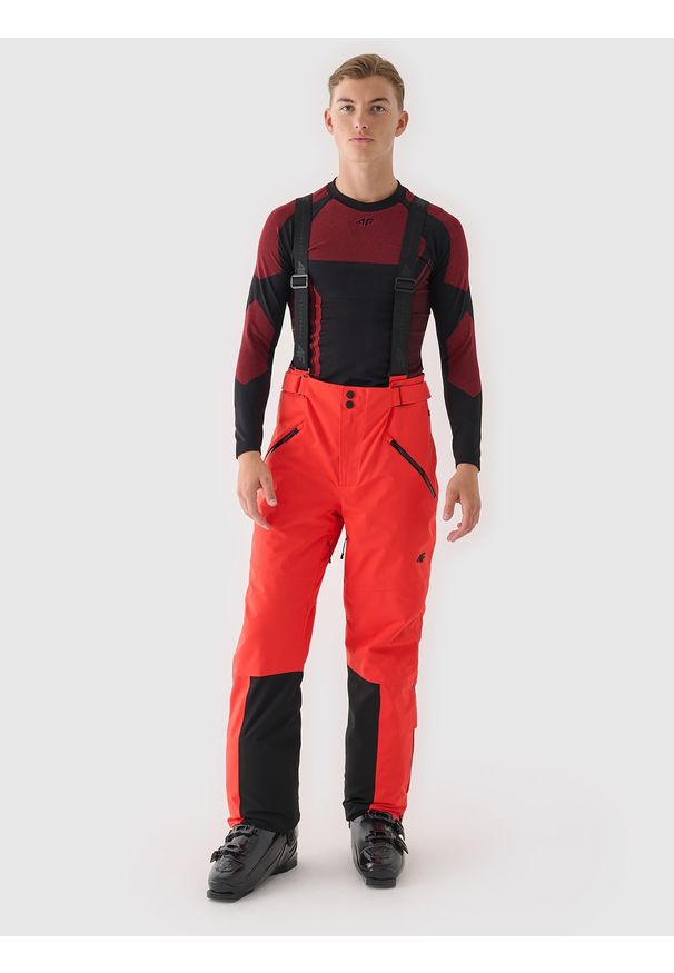 4f - 4F Spodnie narciarskie z szelkami membrana Dermizax 20000 męskie - czerwone 3XL. Kolor: czerwony. Materiał: poliester, dzianina, materiał, tkanina. Technologia: Dermizax. Długość: długie. Sezon: zima. Sport: narciarstwo