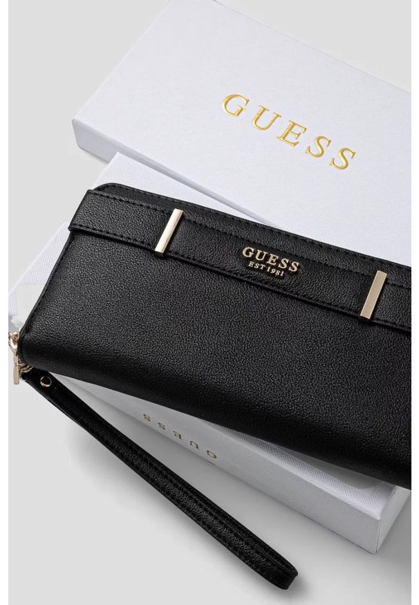 Guess - GUESS Czarny damski portfel Anadela Slg. Kolor: czarny. Materiał: skóra ekologiczna