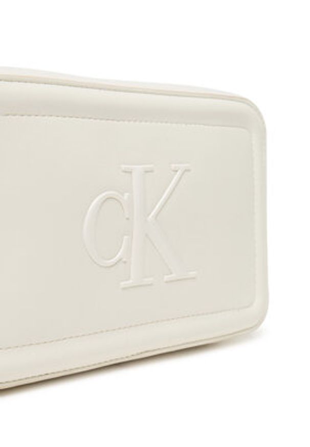 Calvin Klein Torebka Bold Ck Camera Bag LV04F3220G Biały. Kolor: biały. Materiał: skórzane