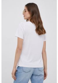 Vila t-shirt damski kolor biały. Okazja: na co dzień. Kolor: biały. Materiał: włókno, dzianina. Długość rękawa: krótki rękaw. Długość: krótkie. Wzór: gładki. Styl: casual #4