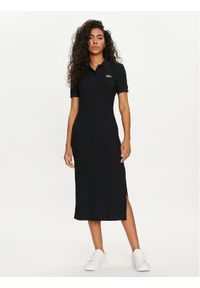 Lacoste Sukienka codzienna EF9129 Czarny Slim Fit. Okazja: na co dzień. Kolor: czarny. Materiał: wiskoza. Typ sukienki: proste. Styl: casual #1