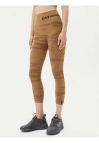 EA7 Emporio Armani Legginsy 7W000518 AF13714 U6054 Brązowy Slim Fit. Kolor: brązowy. Materiał: syntetyk