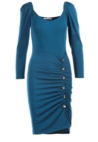 Born2be - Niebieska Sukienka Tharella. Kolor: niebieski. Wzór: aplikacja. Długość: mini #4