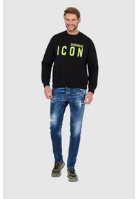 DSQUARED2 Czarna bluza męska z dużym neonowym logo icon, Rozmiar XXL. Kolor: czarny #4