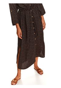 TOP SECRET - Sukienka z rękawem kimono. Kolor: czarny. Materiał: dzianina. Wzór: nadruk. Sezon: jesień. Długość: midi