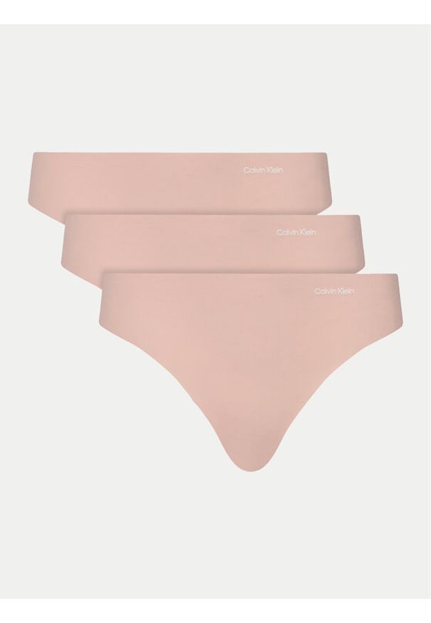 Calvin Klein Underwear Komplet 3 par stringów 000QD3558E Różowy. Kolor: różowy. Materiał: syntetyk