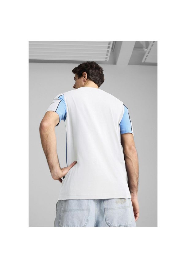 Puma - Męska koszulka Manchester City ftblARCHIVE PUMA White Team Light Blue. Kolor: biały, wielokolorowy, niebieski. Materiał: guma. Wzór: nadruk