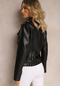 Renee - Czarna Klasyczna Kurtka Ramoneska z Kieszeniami Zapinana na Asymetryczny Zamek Błyskawiczny Intermezza. Okazja: na co dzień. Kolor: czarny. Materiał: jeans. Styl: klasyczny #3